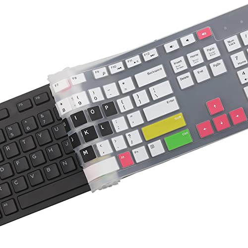 Keyboard Cover Skin for Dell KM636 KB216 KB216t KB216d KB216p Wired & Wireless Keyboard, Dell Optiplex 5250 3050 3240 5460 7450 7050, Dell Inspiron Desktop 24" 27" 5400 5490 7700 7790 3475 3670 3477 - color: Candy Black