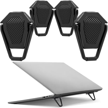 Konohan 4 Pieces Portable Keyboard Laptop Stand Mini Aluminum Keyboard Riser Foldable Cooling Laptop Kickstand Adjustable Lightweight Lifter for Desk Computer Laptops Notebooks 12-17 Inch (Black) - color: Black