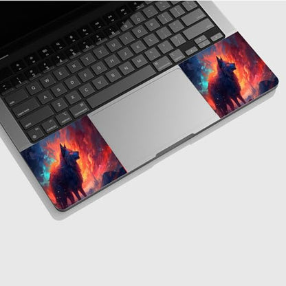 Universal Laptop Skin Sticker with 2 Wrist Pad Skins, Waterproof Scratch Resistant Vinyl Laptop Cover Decal, Cut to Fit for 11–15.6 Inch MacBook HP Dell Lenovo, Burning Wolf - color: Burning Wolf