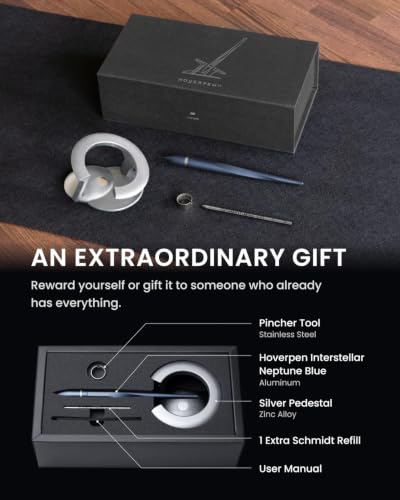 novium Hoverpen Interstellar - Futuristic Luxury Pen | Aerospace Alloys, Unique Aesthetic, Free Spinning Executive Pen, Gifts for Men & Women (Neptune Blue) - color: Neptune Blue, style: Standard