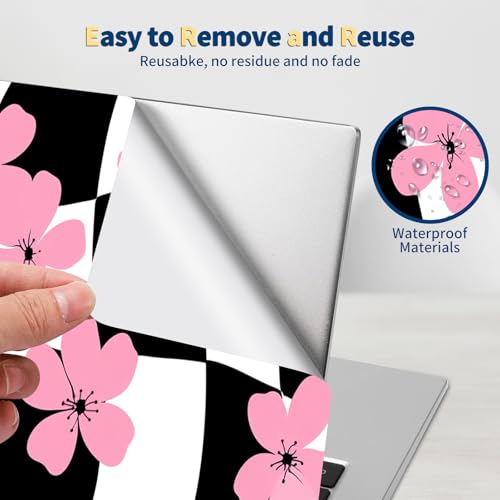 Universal Laptop Skin for 13-16 Inch Laptops,Vinyl Protective Sticker Decal,Easy DIY Trim-to-Fit for HP/Dell/MacBook,Bubble-Free & Removable,Pink Flowers Plaid - color: Pink Flowers Plaid