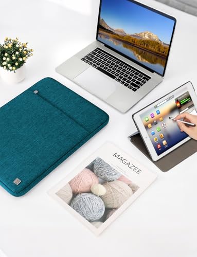 DOMISO Laptop Case Laptop Sleeve Cover Compatible with 15 inch MacBook Air M4/A3241 2025, M3/A3114,M2/A2941,15 inch MacBook Pro A1990 A1707,Compatible with Dell XPS 15 Plus with Pocket, Teal - color: Teal, size: 14 inch
