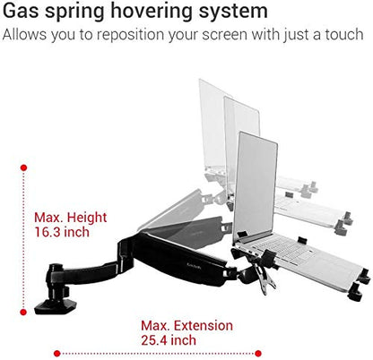 FLEXIMOUNTS 2-in-1 Monitor Arm Laptop Mount Stand Swivel Gas Spring LCD Arm Height Adjustable Desk Mounts for 10''-24' Monitor/ 11-17.3 inches Notebook
