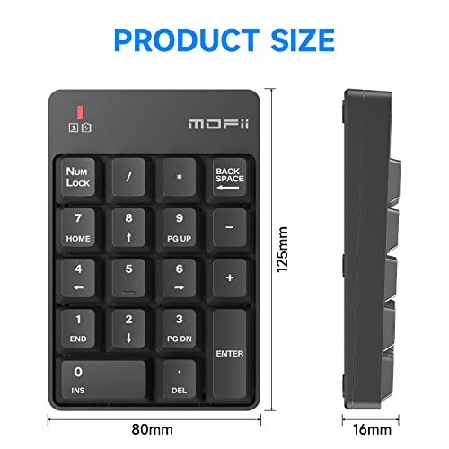 MOFII Number Pad - Black Wireless 2.4G Numeric Keypad Silent 19 Keys USB Keypads, Portable Financial Accounting Numpad 10 Key for Laptop/Notebook/Surface Pro/PC - color: Black-B