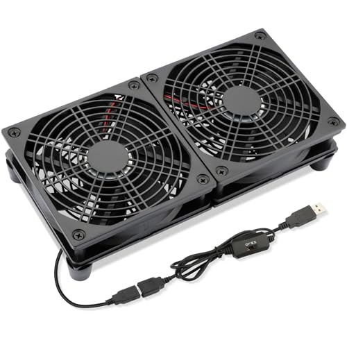 120mm x 2 USB Cooling Fan 5V DC Fan with Speed Control | 240mm Powered Router Fan Cooling for DVR Computer Receiver Xbox TV Box PlayStation Cabinet Modem - size: 240mm USB 5v