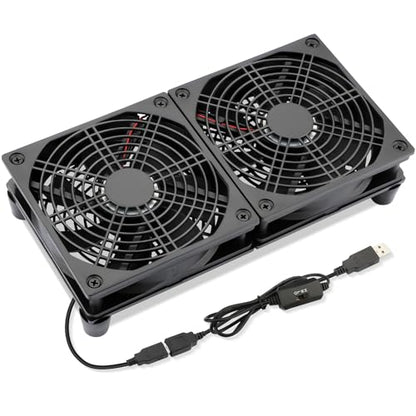 120mm x 2 USB Cooling Fan 5V DC Fan with Speed Control | 240mm Powered Router Fan Cooling for DVR Computer Receiver Xbox TV Box PlayStation Cabinet Modem - size: 240mm USB 5v