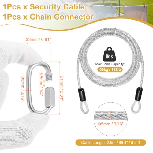 PATIKIL Security Cable Lock (3/16" Dia 8.2ft, Clear) Vinyl Coated 304 Stainless Steel Double Loop Flexible Wire Rope Safety Cable with Quick Links Locking Connectors - color: Clear, size: 3/16" x 8.2ft