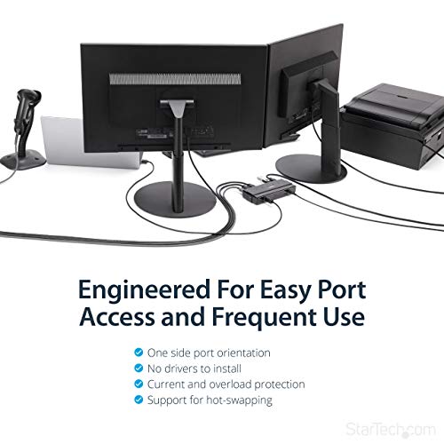 StarTech.com 7 Port USB 3.0 Hub – Up To 5 Gbps – 7 x USB – Universal Multi Port USB Extender for Your Desktop – USB Powered (ST7300USB3B)
