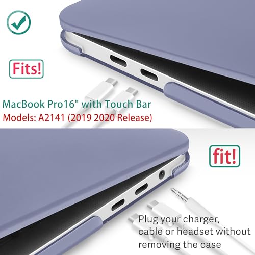 May Chen for MacBook Pro 16 inch Case 2019 2020 Release A2141 with Keyboard Cover Screen Protector for New 16 inch MacBook Pro Case with Touch Bar Soft Touch Plastic Hard Shell - Lavender Gray - color: Lavender Gray