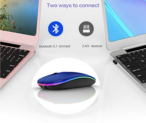 PEIBO Bluetooth Wireless Mouse for Laptop mac MacBook ipad MacBook air MacBook pro pc Desktop Computer Windows Chromebook Notebook (Blue Black) - color: blue black