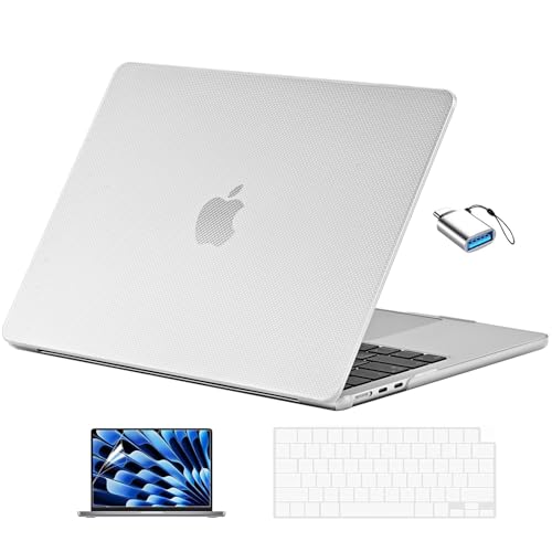 EooCoo for MacBook Air 13 inch Case M5/M4/M3/M2 2026-2022, Dots Clear | Secure Grip, Fit for Mac Air 13.6”, Hard Shell & Keyboard Cover & Screen Film & Type-C Included, A3449/A3240/A3113/A2681 - color: Dots Clear