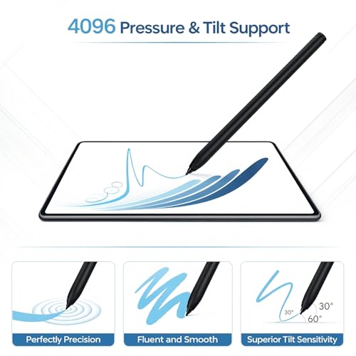 EMR Stylus Pen for Remarkable 2 / Remarkable 1, Kindle Scribe, BOOX Tablets, Battery-Free with Digital Eraser, 4096 Pressure Levels, Magnetic Pen Holder, 10 Replacement Nibs Included, Black - style: 10 Pencil Tips-black