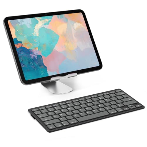 OMOTON Ultra-Slim Bluetooth Keyboard for iPad 11th/10th/9th/8th/7th, iPad Pro/Air/Mini and iPhone Series, Wireless iOS Keyboard with 12 Multimedia Keys for Office, School, Graphite Black & Gray - color: Graphite Black & Gray
