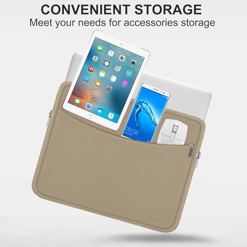 Laptop Case Sleeve 15.6 inch, Shockproof Protective Briefcase Carrying Computer Cover Bag with Accessory Pocket, Laptop Bag Compatible with MacBook, HP, Dell, Lenovo, Asus, Khaki - color: Khaki, size: 15.6 inch