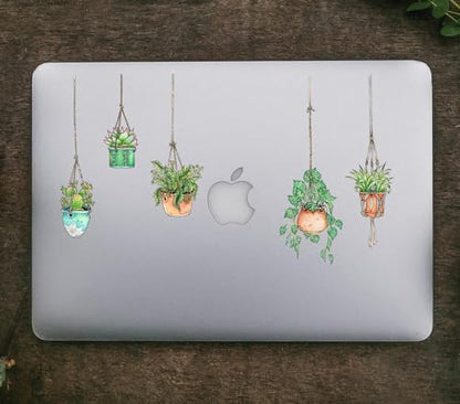 10 x Hanging Plant Laptop Stickers for Women | Cute Laptop Decals | Original Design Plant Stickers for Laptop | Easy Peel and Stick | Removable | Also Perfect for Water Bottles | Journals
