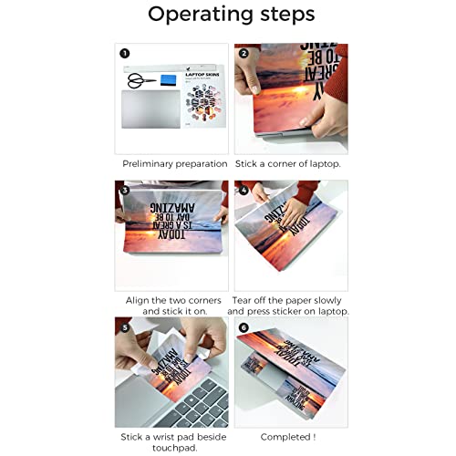 Laptop Skin Sticker,13.3 14 15 15.4 15.6 inch Laptop Skins,Universal Vinyl Decal,Dustproof Scratch Resistant Reusable Cover Protector with Free 2 Wrist Pads (Orange and Gray) - color: orange and gray