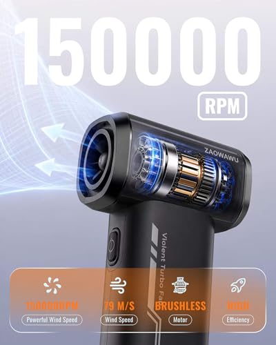 Electric Air Duster 150000 RPM Rechargeable Mini Blower with 4 Nozzles | 2H Fast Charge, Canned Air Alternative, 6000mAh Battery, 120min Runtime, 3 Speeds, PC Cleaning Kit, 0.63lb Handheld Blower - color: Black-jx007