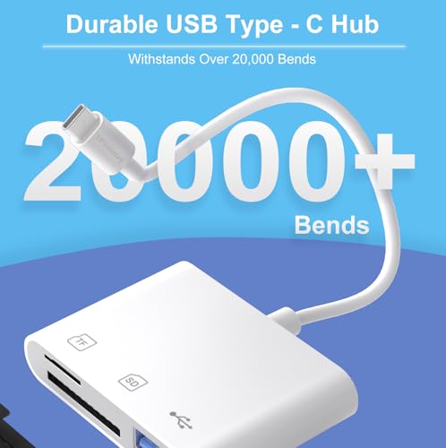 USB C to Micro SD TF Memory Card Reader, 3 in 1 USB Camera Card Reader Adapter, Compatible with iPhone 15, iPad Pro, MacBook Pro/Air, Chromebook XPS, Galaxy S10/S9 and Other USB C Devices