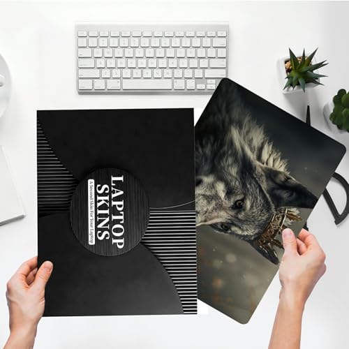 Universal Laptop Skin Sticker with 2 Wrist Pad Skins, Waterproof Scratch Resistant Vinyl Laptop Cover Decal, Cut to Fit for 11–15.6 Inch MacBook HP Dell Lenovo, King Wolf - color: King Wolf