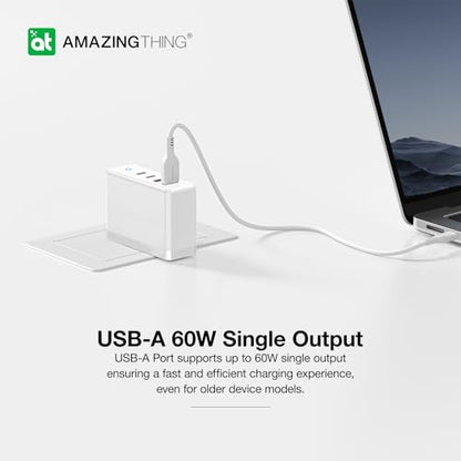 100W GaN Wall Charger with 2 Type C and 2 USB A Ports, Fast USB C Charger Block, Compact Charging Power Adapter for MacBook Pro/Air/iPad/iPhone/Samsung/Dell/Laptop/Tablet, with Foldable Plug, White