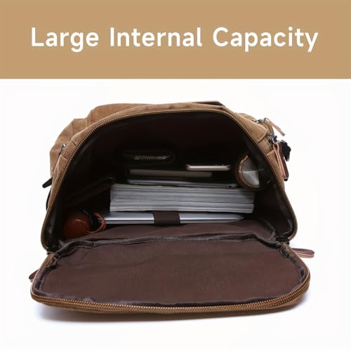 Laptop Backpack for Men 15.6-inch Travel - Satchel Purse Computer Case Laptop Bag Large Capacity Haking Weekender Fashion Canvas Khaki - color: Khaki-501