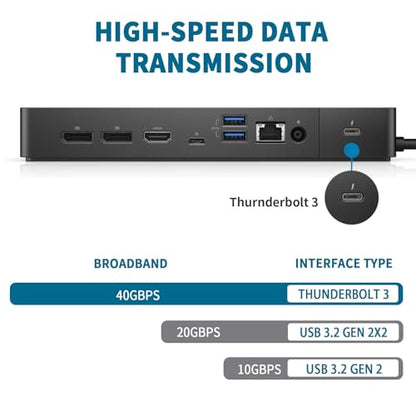 Dell WD19TBS Thunderbolt Dock, 180W Dell Docking Station with HDMI/Dual DisplayPort, Dual Monitor Support, Bundle with HDMI/DP Cables (Renewed) - style: WD19TBS-180W