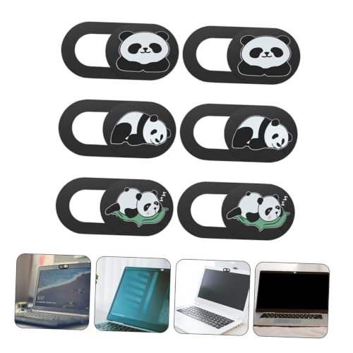 6 Pieces Webcam Cover with Sliding Mechanism for Laptop and Tablet, Cartoon Sleeping Panda Privacy Protection, Ultra-Thin Web Camera Cover for Computer and Desktop Use