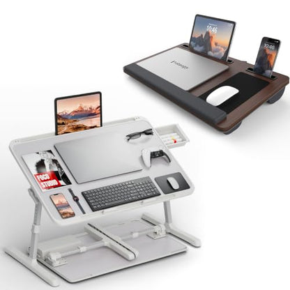 2 Pack Lap Desk Bundle, Cushioned Lap Pad & Adjustable Foldable Laptop Bed Tray, Fits Up to 17 Inch Laptops for Bed Couch Dorm