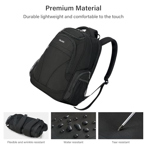 MILADA Travel Backpack For Men Laptop Backpack Women Business Carry On Backpack Airline Approved Fits 16.5 Inch Laptop Bag Work Backpack, Black