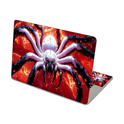 Aesthetic Laptop Skin Sticker, Giant White Spider in Fiery Abyss Waterproof Vinyl Laptop Decal, Removable Bubble Free, Reusable Protective Cover for 13 14 15 15.6 Inch - color: Giant White Spider in Fiery Abyss
