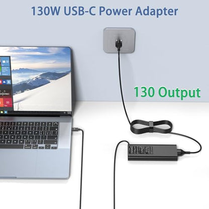130W USB C Laptop Charger Compatible with Dell Xps 17,Precision 5550 5530 2in1,XPS 15 2in1 9575，Latitude 7410 7310 7210 9410 9510 5420 5520 5510 Power Supply Cord - color: Black2