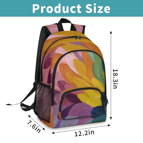 Abstract Feather Large Backpack for Women and Men Waterproof Travel Laptop Backpack Lightweight Business Work Daypack Fits 17 Inch Computer - color: Multicolor 4