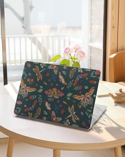 iCasso for M5 MacBook Air 15 inch Case 2026 2025-2023 M4 M3 M2 Model A3448 A3241 A3114 A2941,Slim Protective Pattern Hard Shell Case for Mac Air 15.3", Keyboard Cover + Screen Flim,Green Butterflies - color: Green Butterfly