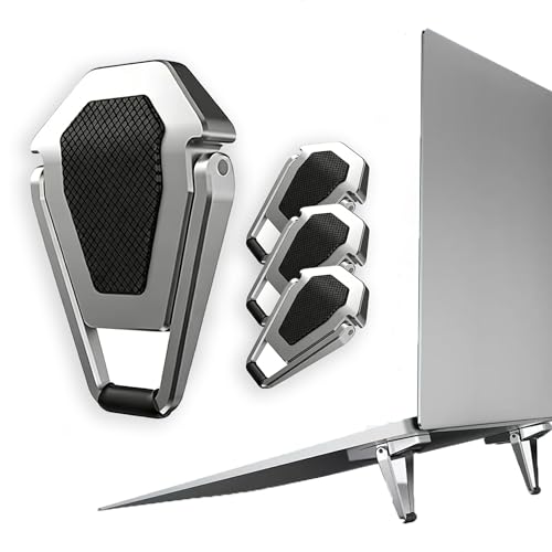 (2 PK/4Pcs) Laptop Stand Foldable & Portable Zinc Alloy Laptop Riser with Anti-Slip Pads Ergonomic Height Adjustment for 12-20 Inch Laptop to Reduce Neck Strain & Improve Cooling - style: Silver-4