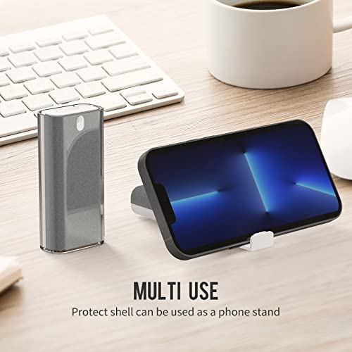 CLICK CLEAN Screen Cleaner with Pull-Out Stand & Microfiber, Grey | Fine Mist Spray, Streak-Free, Anti-Static, Removes Fingerprints & Smudges, Gentle Formula, For Phones, Laptop and Tablet - color: Grey