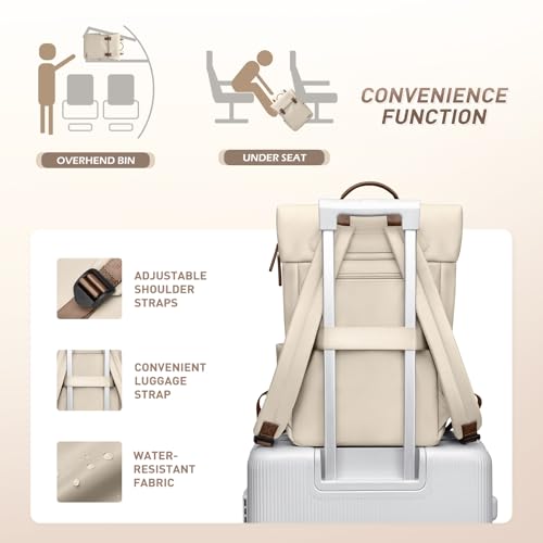Women Laptop Backpack Computer Backpacks Carry On Waterproof backpack Fits 14Inch Notebook Travel Commute College (Apricot) - color: Elegant Apricot, size: 14 Inch