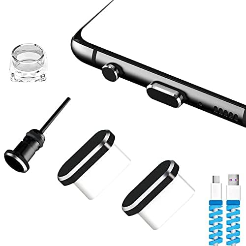 USB C Dust Plugs Charging Port Cover Caps, 2 PCS (Black) | Cable Protectors Included, Compatible with iPhone 17 16 15 Pro Max - color: Black