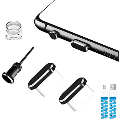 USB C Dust Plugs Charging Port Cover Caps, 2 PCS (Black) | Cable Protectors Included, Compatible with iPhone 17 16 15 Pro Max - color: Black