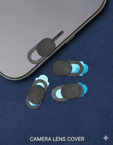 Camera Lens Cover Slider (Pack of 4), Webcam Privacy Cover with Adhesive Backing, Slide-to-Close Camera Blocker for Smartphone, Laptop, Tablet, Slim Low-Profile Design