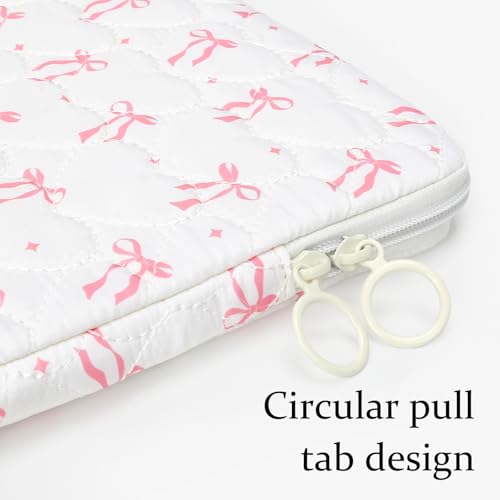 Cute Bow Puffy Laptop Sleeve 13-15 Inch Cute Quilted Laptop Protective Case Padded Bow Computer Sleeve for MacBook - color: Beige, size: 13inch