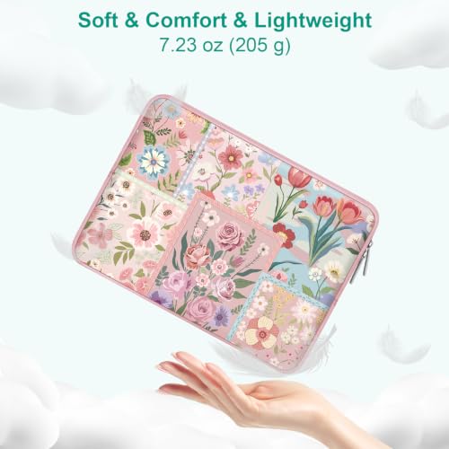 MOSISO Laptop Case 13.3 inch, 13-13.3 inch Laptop Sleeve Compatible with MacBook Air 13 13.6/Pro/Neo 13/Pro 14,HP Dell ASUS Lenovo,Spliced Flowers Neoprene Computer Sleeve Bag with Small Case, Pink - color: Pink, size: 13.3 inch