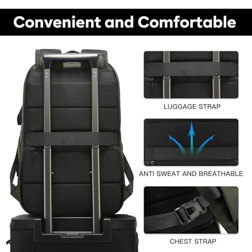 BANGE Business Smart Backpack for Men and Women，can holds 15.6 Inches Laptop Backpack, Waterproof Commute Work Travel Backpack, Flight Carry-On (green) - color: Green