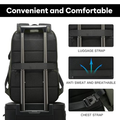 BANGE Business Smart Backpack for Men and Women，can holds 15.6 Inches Laptop Backpack, Waterproof Commute Work Travel Backpack, Flight Carry-On (green) - color: Green
