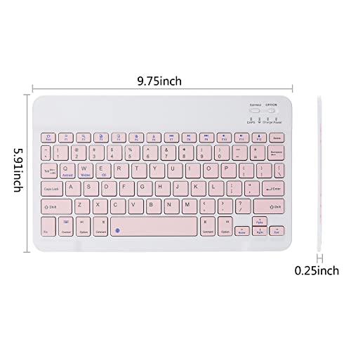 Ultra-Slim Rechargeable Bluetooth Keyboard Portable Wireless Keyboard for iPad A16 11th 10th Generation, iPad Pro iPad Air iPad mini iPhone, Android Samsung Galaxy Tablet Smartphone Cell Phone (Pink) - color: Pink