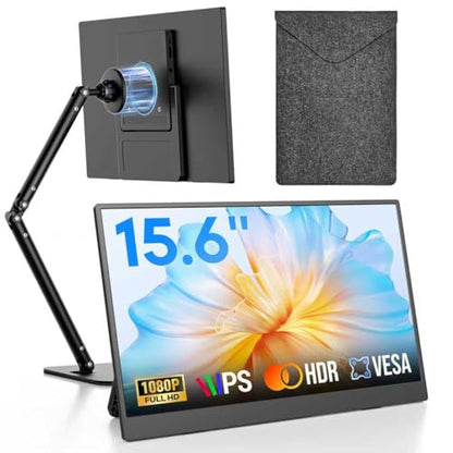 15.6" Portable Monitor, FHD 1080P IPS Travel Monitor for Laptop, Magnetic Foldable Stand & Protective Case Included, USB-C & Mini HDMI Screen Extender for Laptop Mac PC Phone Xbox PS4/5 Switch - style: 15.6 STAND BAG