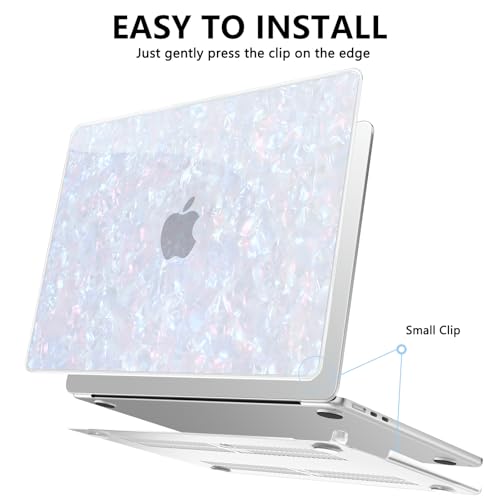 AKIT Compatible with MacBook Air 13 inch Case M5 2026 2025-2022 M4 M3 M2 A3449 A3240 A3113 A2681, Sparkle Pearly-Lustre Design Hard Shell Case&Screen Protector&Keyboard Cover, Shiny Pearl - color: Shiny Pearl