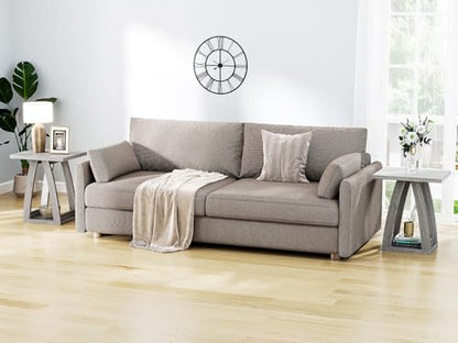 End Tables Living Room. Side Table Beside Sofa. Modern End Table for Living Room. Couch Side Table with Shelf. Grey Wood Side Tables - color: Grey