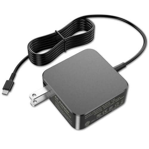 65W USB C Laptop Charger Compatible with MacBook Pro/Air, Dell Latitude/XPS, HP Spectre/Envy, Lenovo ThinkPad/Yoga, ASUS ZenBook, Samsung Galaxy, Chromebook and Smartphones, Power Adapter - color: BLACK-L