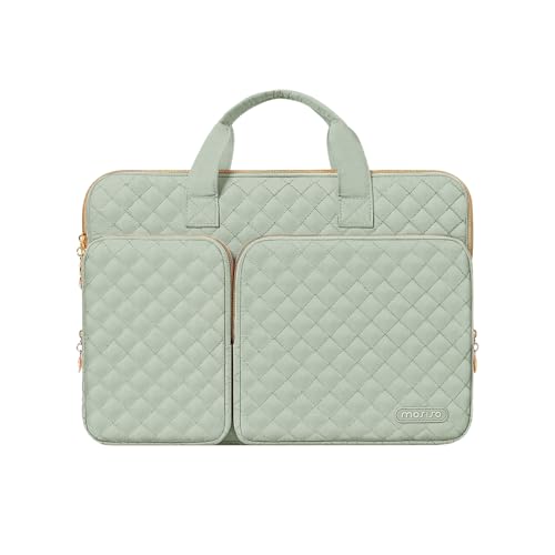 MOSISO 360 Protective Laptop Case 16 inch,15-15.6 inch Laptop Sleeve | Compatible with MacBook Pro 16 M5 M4 M3 M2 M1 HP Acer Dell Lenovo,Square Quilted Bag with 2 Pockets&Handle&Belt, Sage Green - color: Sage Green, size: 16 inch
