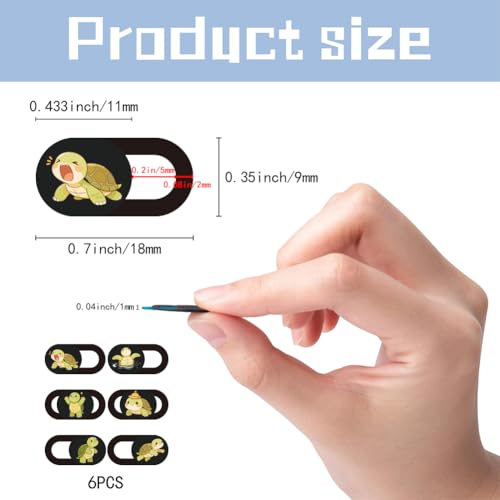 6Pcs 6 Styles Turtle Camera Cover Slide Cute Privacy Guard Accessories, 0.04 Inch Ultra Thin Webcam Cover Protector Blocker for Laptop Desktop Computer Tablet Notebook Mini PC Office Use - color: Turtle